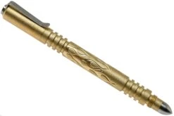Rick Hinderer Investigator Pen Flames Brass/Messing, Beadblasted, Taktischer Stift
