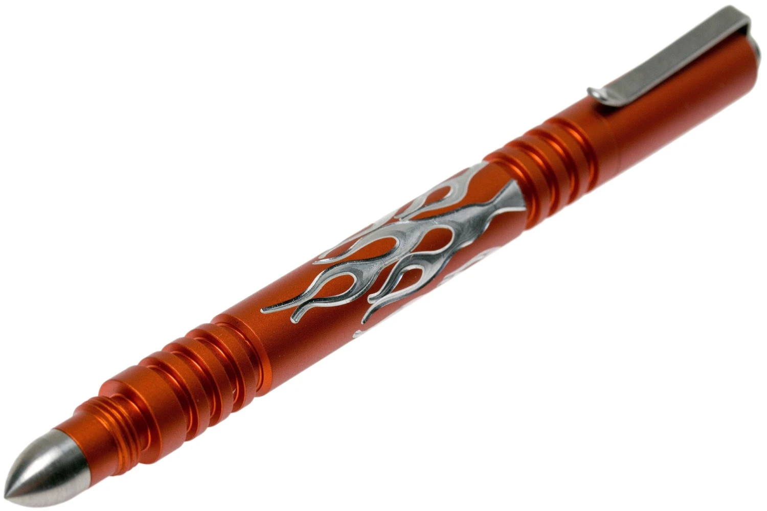 Rick Hinderer Investigator Pen Flames Aluminium, Taktischer Stift In Mattem Orange 5 Rick Hinderer Investigator Pen Flames Aluminium, Taktischer Stift In Mattem Orange – Bild 3