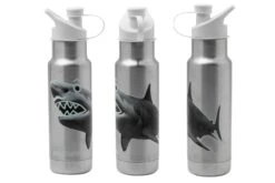 Klean Kanteen Insulated Kid Classic Narrow 1008786 Trinkflasche Mit Sport Cap Mr Shark, 355ml