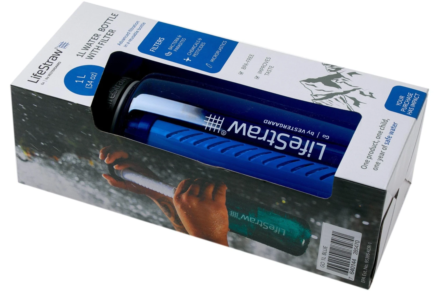 LifeStraw Go 2-stage Wasserflasche Mit Filter 1 Liter, Blau 6 LifeStraw Go 2-stage Wasserflasche Mit Filter 1 Liter, Blau – Bild 4