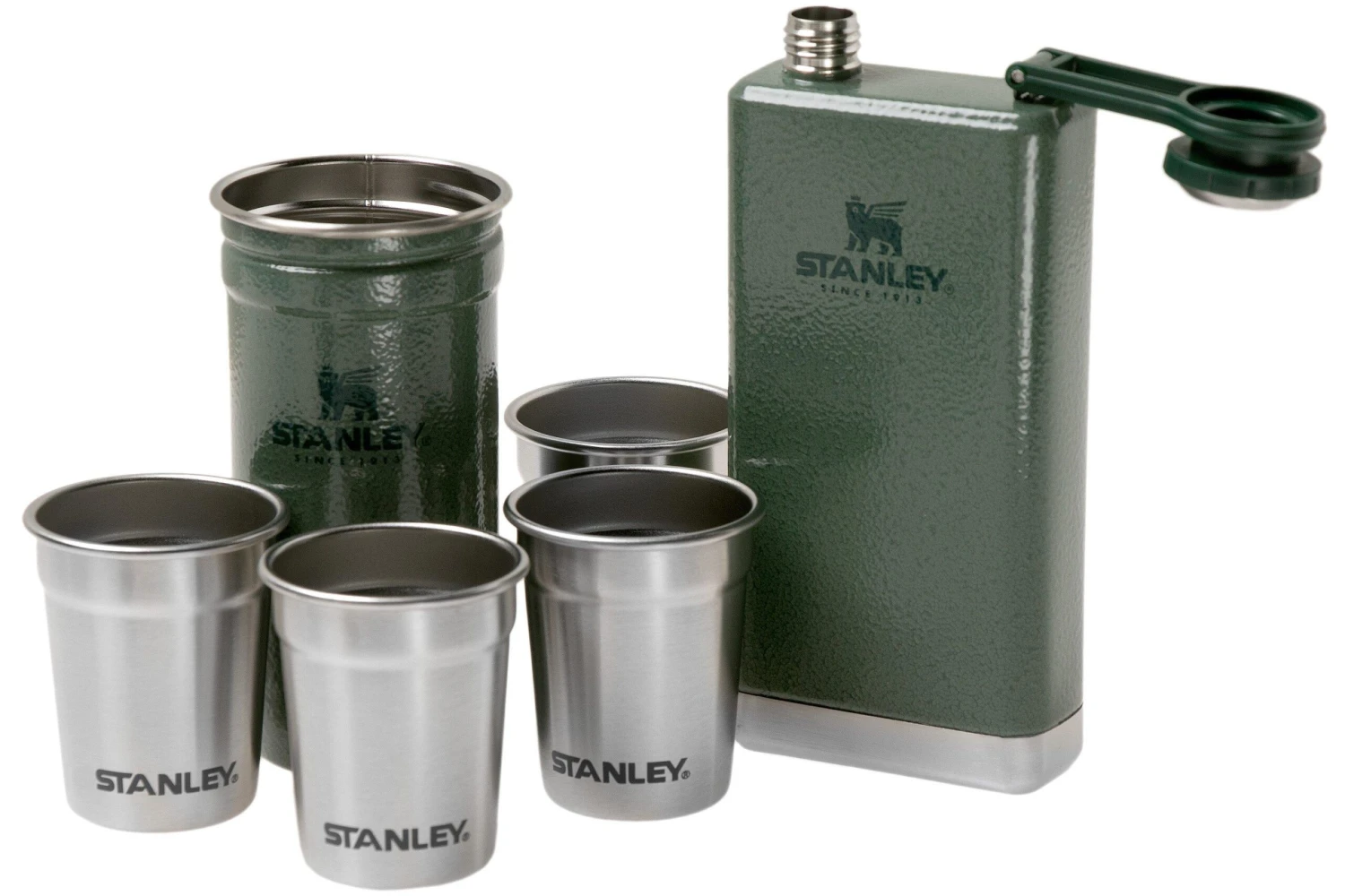 Stanley Flask & Shotglazenset Hammertone Green 10-01883-034 4 Stanley Flask & Shotglazenset Hammertone Green 10-01883-034 – Bild 2